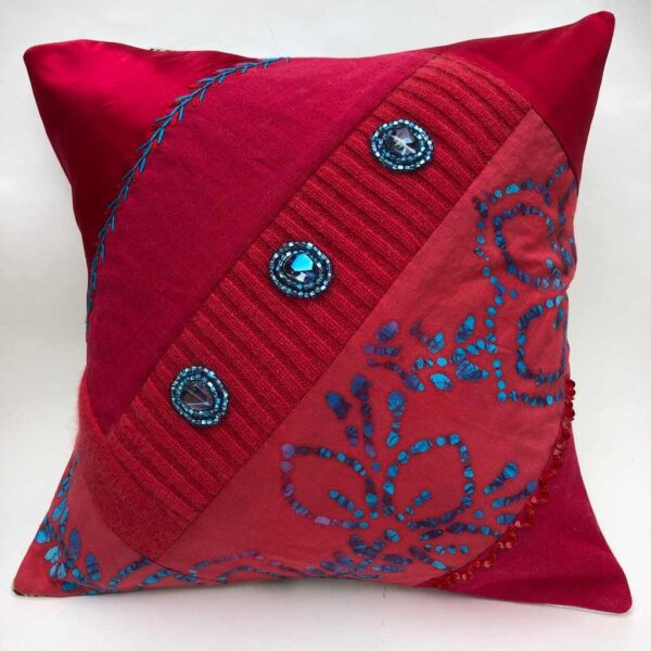 Bejewelled Red Cushion Cover 1