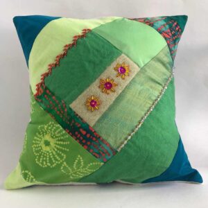 Green Beadflowers Cushion Cover 1