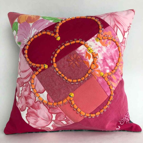 Pink Folkflower Cushion Cover 1