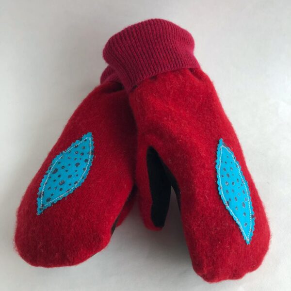 Red Blue Cashmere Mittens 1