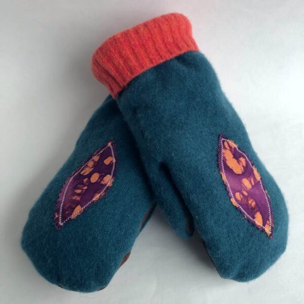 Teal Purple Cashmere Mittens 1