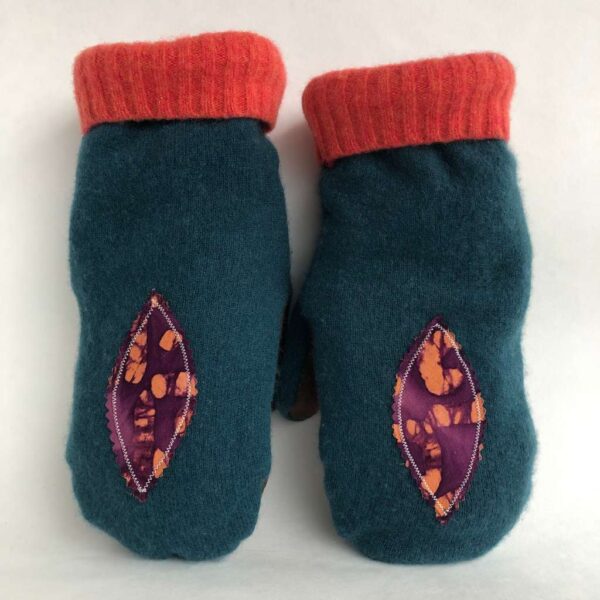 Teal Purple Cashmere Mittens 4