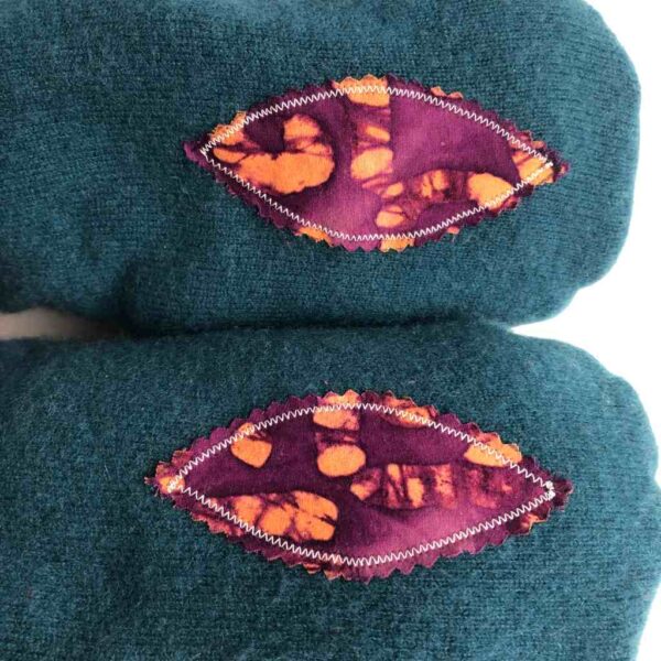 Teal Purple Cashmere Mittens 6