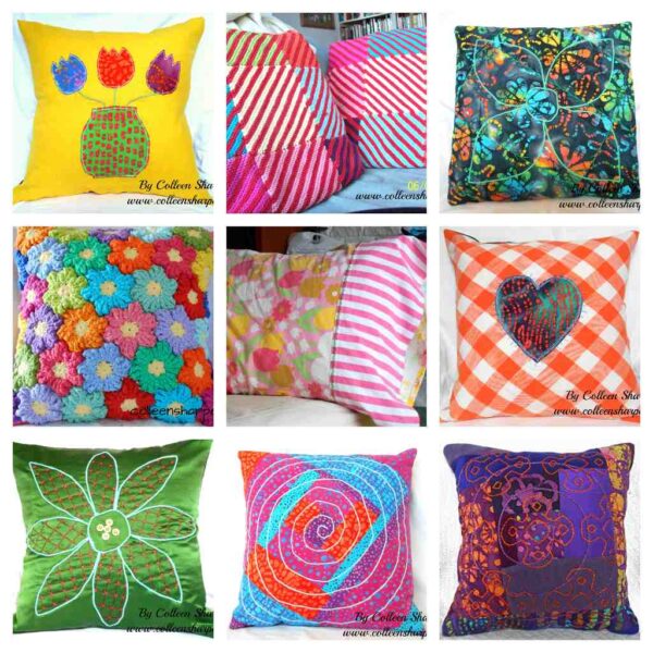 sample cushion covers and pillowcases handmade by a Nova Scotia creator crafter designer