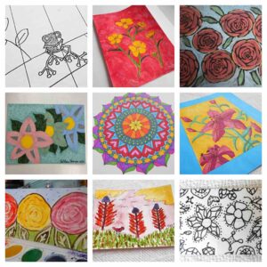 sample drawings and paintings of flowers and mandala by Nova Scotia maker