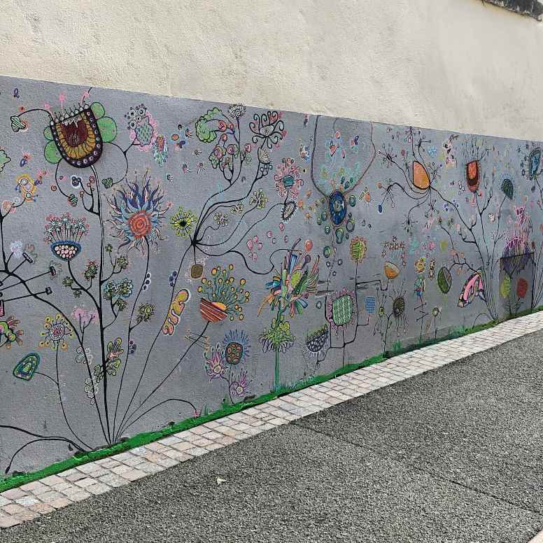Folk Floral Art on Wall Clermont Ferrand France