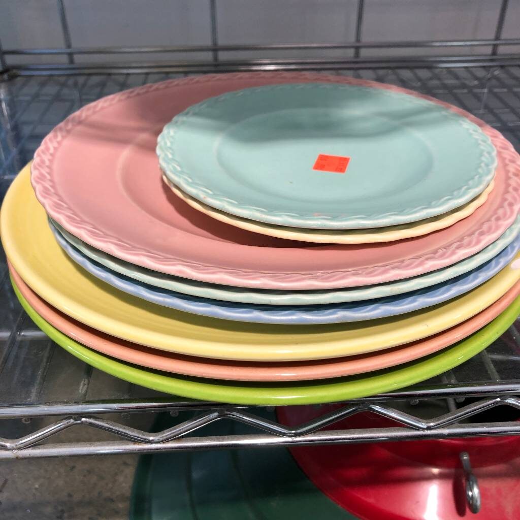 Colourful Plates Thrift Store Display