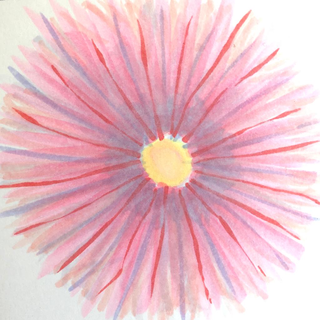 Marker Sketch Pink Yellow Flowerburst