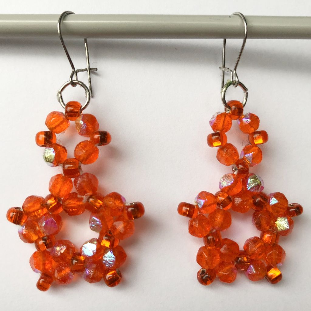 Persimmon Stars Beaded Earrings 1