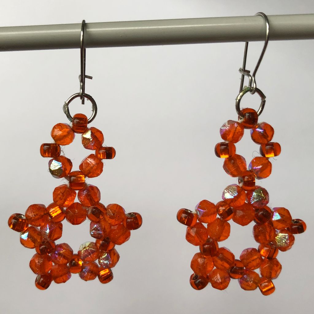 Persimmon Stars Beaded Earrings 2