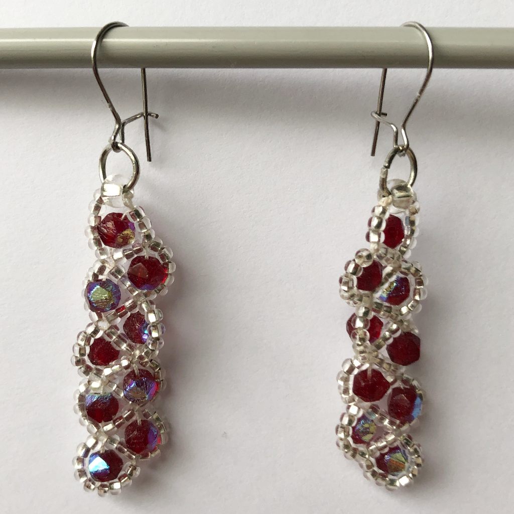 Sparkling Cranberry Beaded Earrings 1