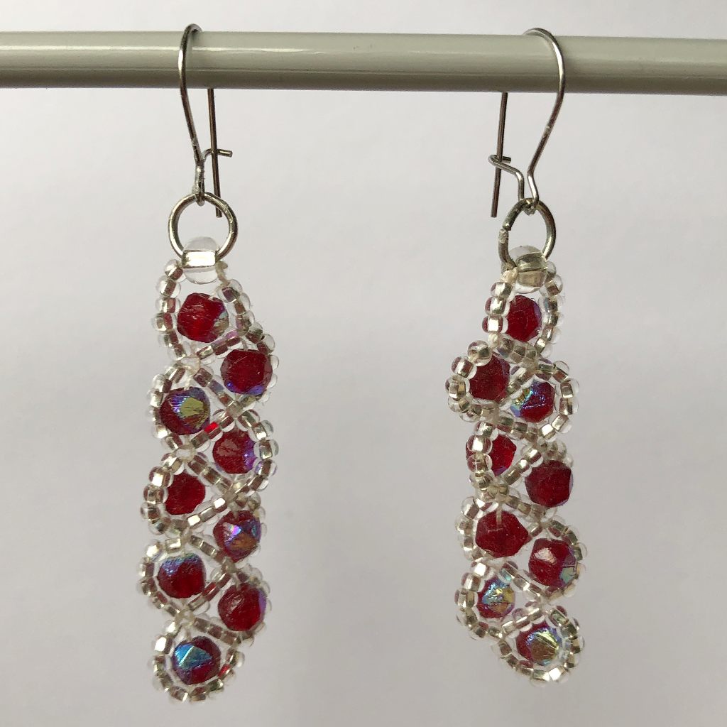 Sparkling Cranberry Beaded Earrings 2