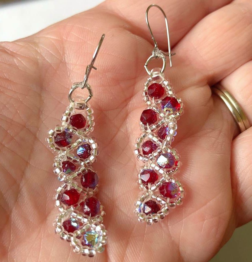 Sparkling Cranberry Beaded Earrings 3