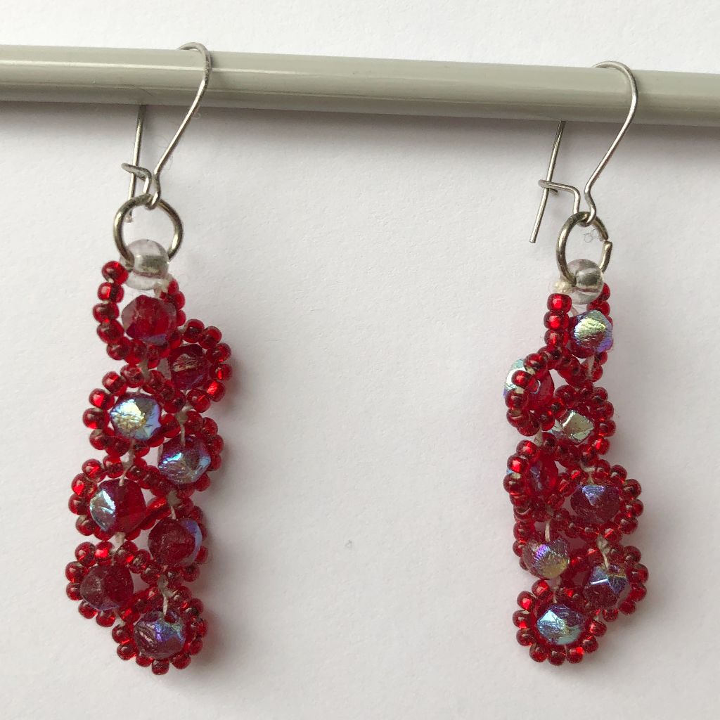 Sparkling Rose Beaded Earrings 1