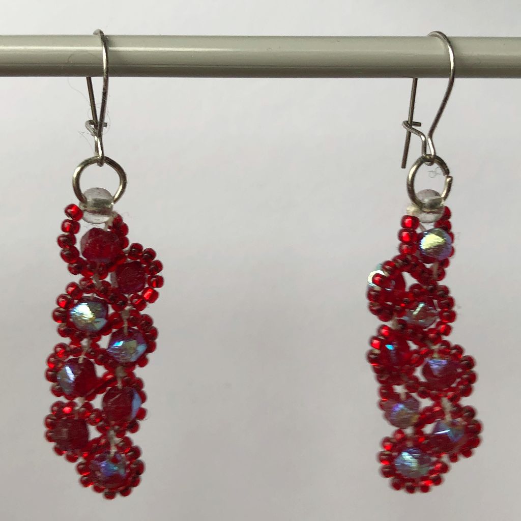 Sparkling Rose Beaded Earrings 2