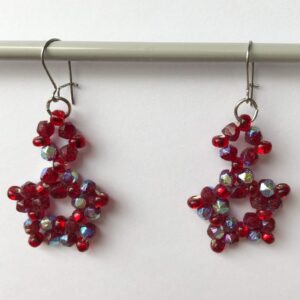Strawberry Stars Beaded Earrings 1