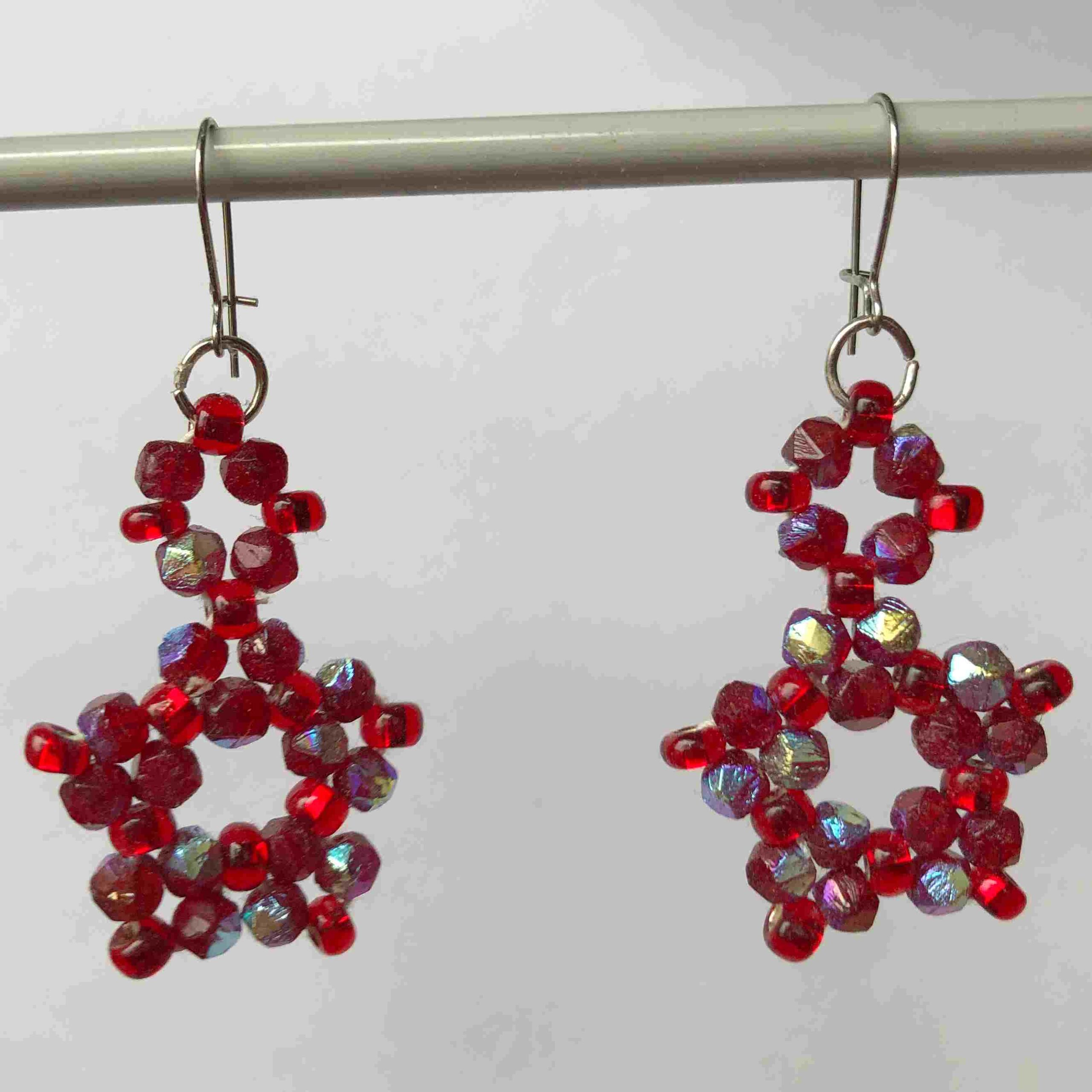 Strawberry Stars Beaded Earrings 2