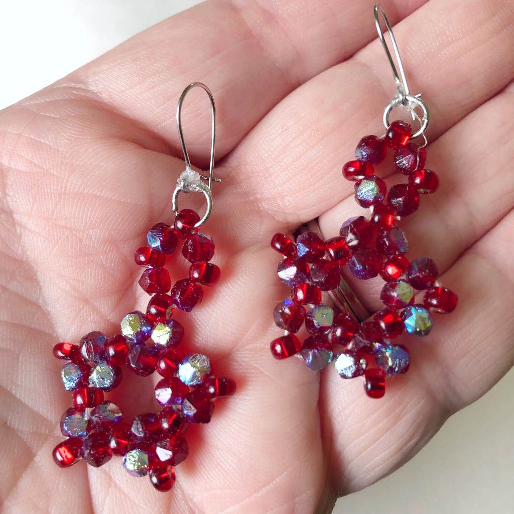 Strawberry Stars Beaded Earrings 3