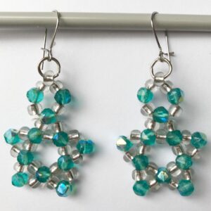 Teal Stars Beaded Earrings 1